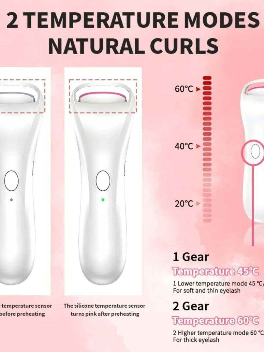 White Heated Eyelash Curler USB Rechargeable Electric Lash Roller New